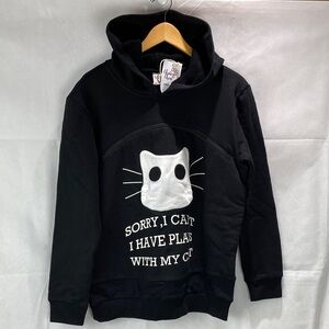 New Chewy Chou Pet Cat Cuddle Pocket Women’s Sweatshirt M Hoodie Black Size